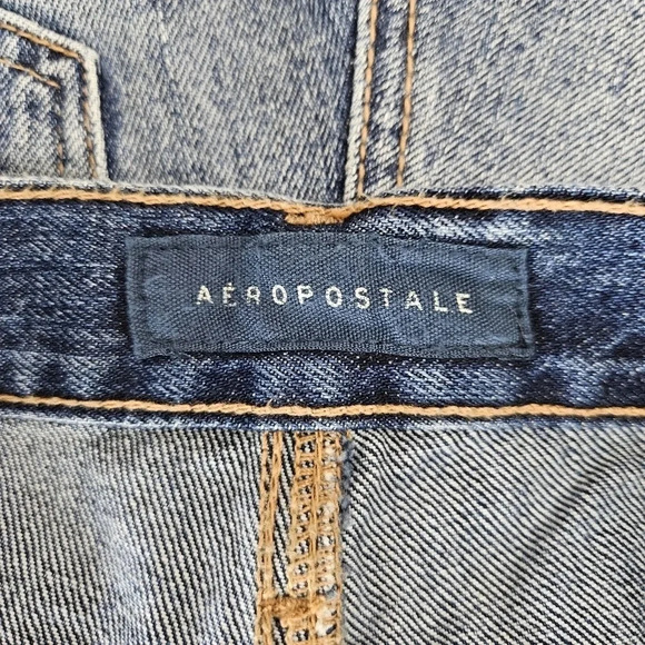 Hand Embroidered Aeropostale Cheeky Denim Shorts Distressed Lace Boho Floral - Picture 6 of 8